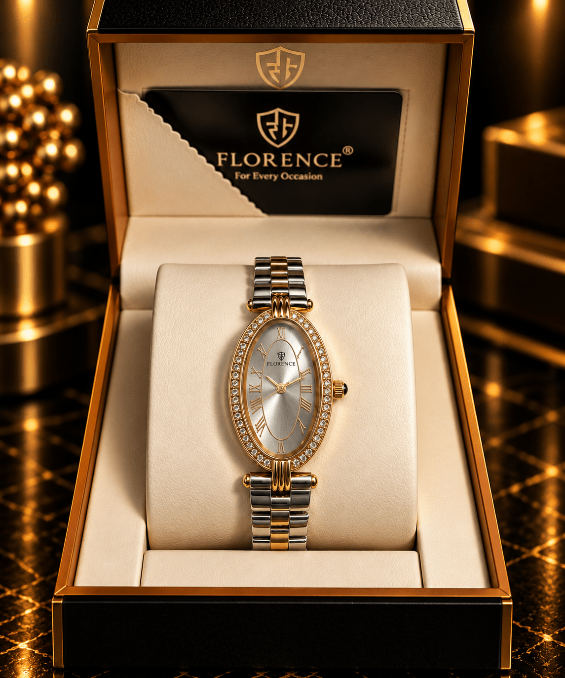 Florence Crystal Oval Two-Tone Watch