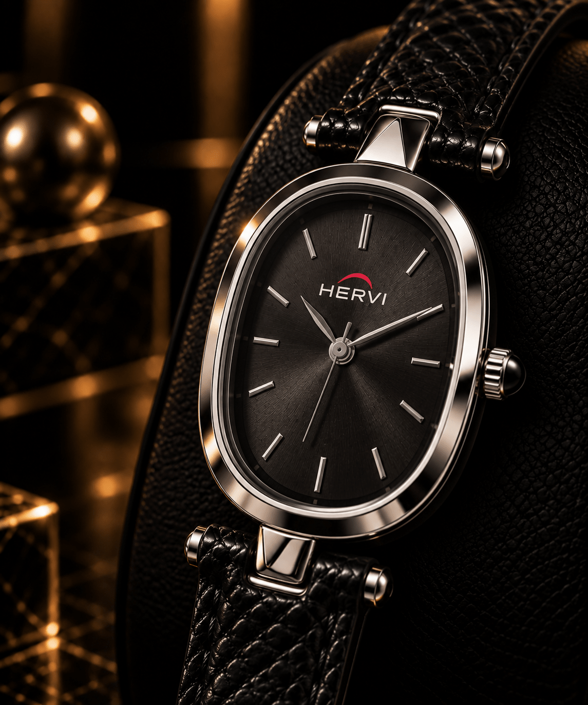 HERYI Classic Black Leather Watch