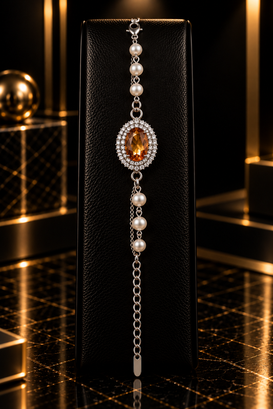 Amber Pearl Crystal Bracelet