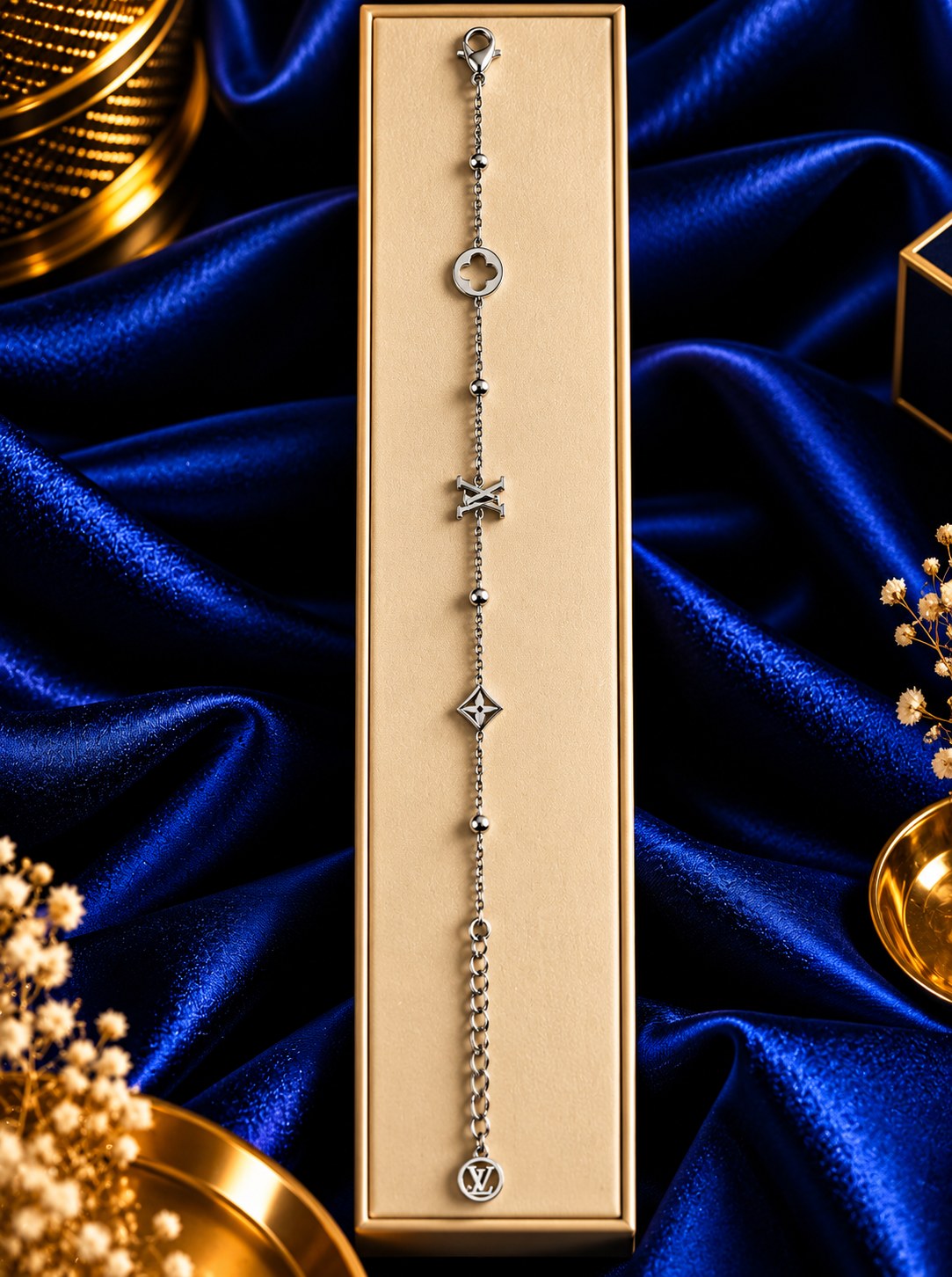 LV Silver Charm Bracelet
