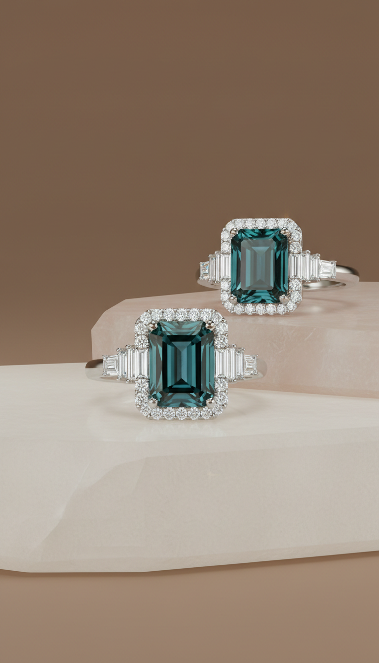 Emerald-Cut Sapphire Diamond Ring