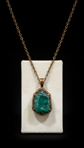 Antique Bronze Necklace with Rare Emerald Pendant