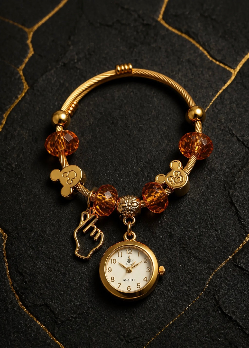 Golden Charm Quartz Bracelet Watch