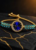 Elegant Blue Crystal Leaf Bracelet Watch for Women