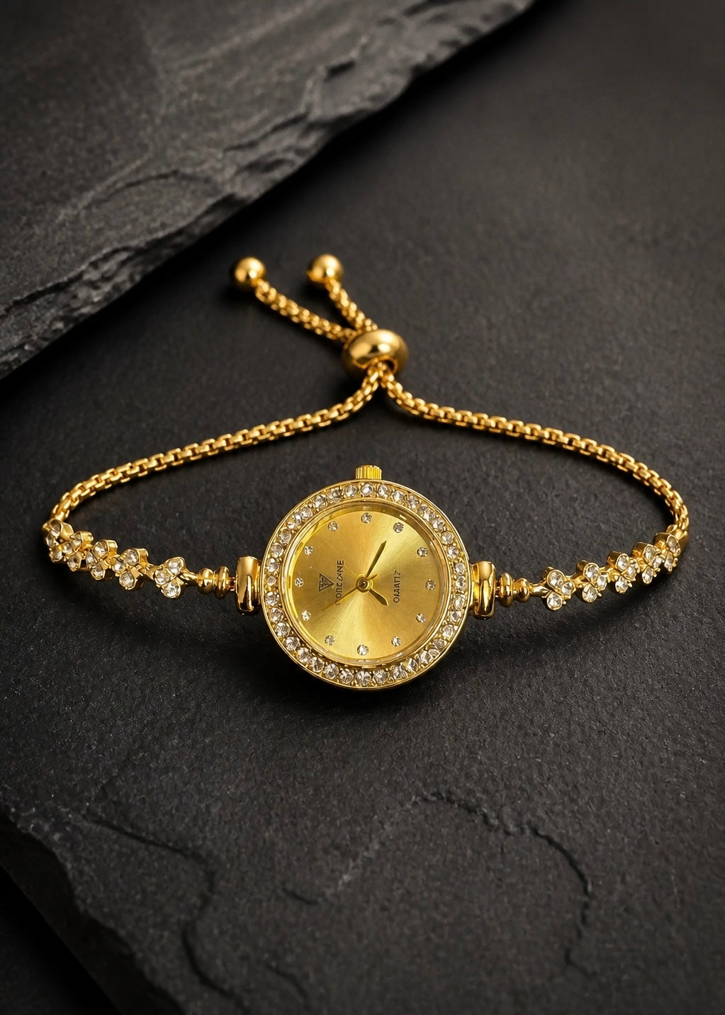 Crystal Halo Gold Bracelet Watch