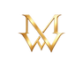 A gold metallic monogram logo featuring an interlocking 'M' and 'W' above the text 'MARAQW' with small decorative side marks, centered on a transparent checkerboard background.