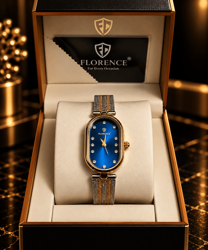 Florence Aurelia Two-Tone Blue Dial Watch