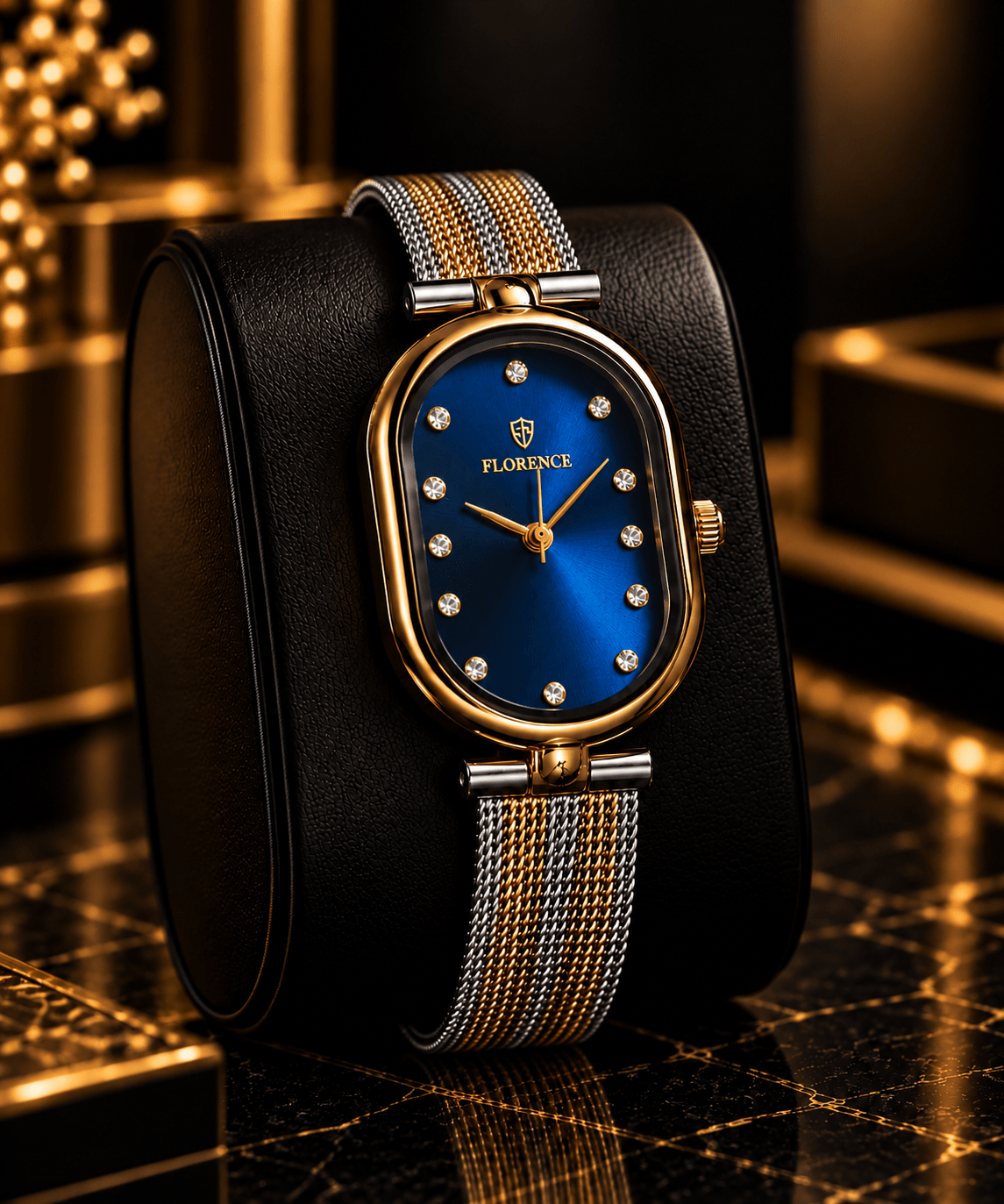 Florence Aurelia Two-Tone Blue Dial Watch