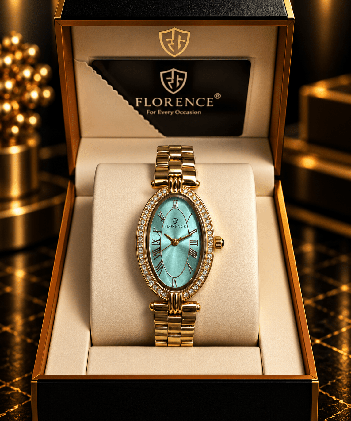 Florence Crystal Oval Gold Watch