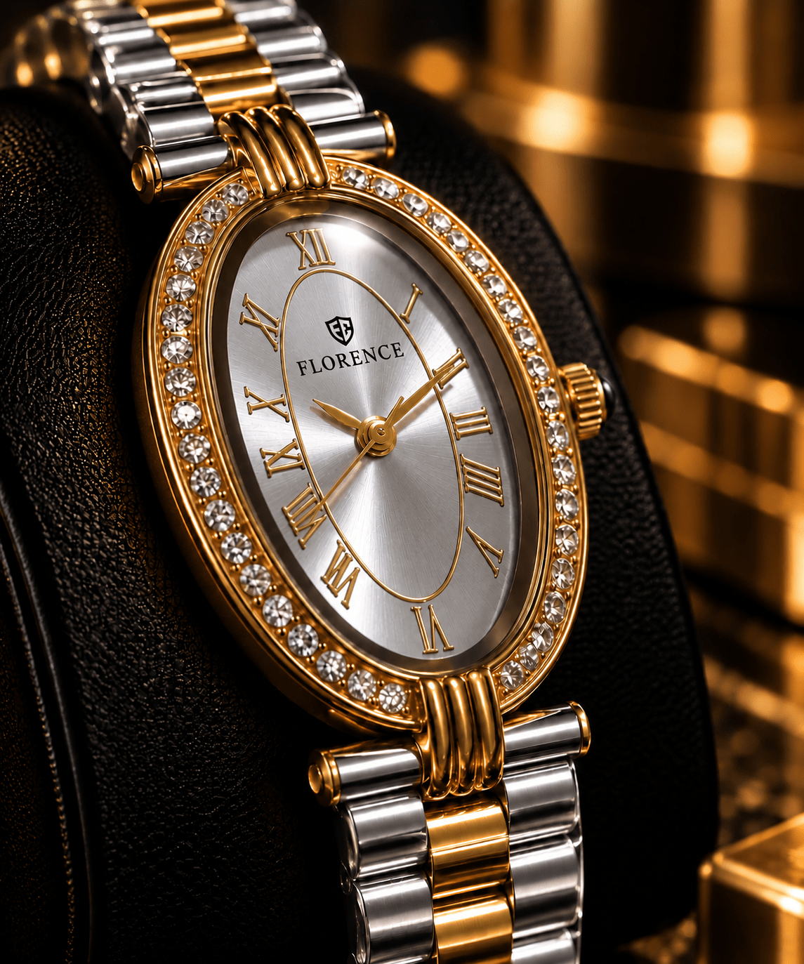 Florence Crystal Oval Two-Tone Watch