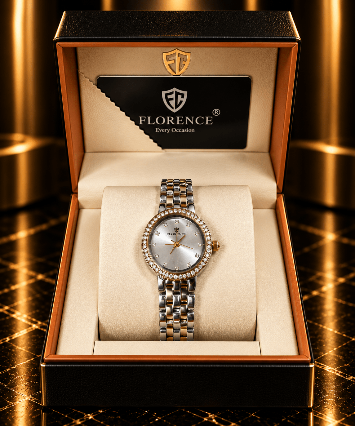 Florence Two-Tone silver Crystal Watch