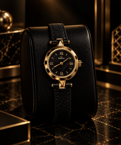 HERYI Noir Gold Leather Watch