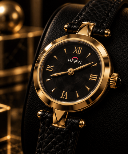 HERYI Noir Gold Leather Watch
