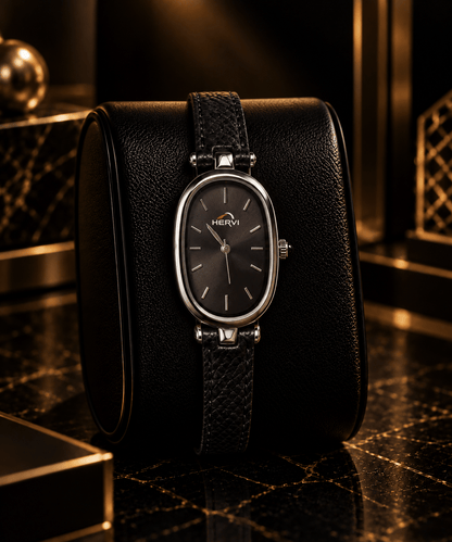 HERYI Classic Black Leather Watch