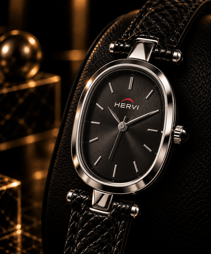 HERYI Classic Black Leather Watch