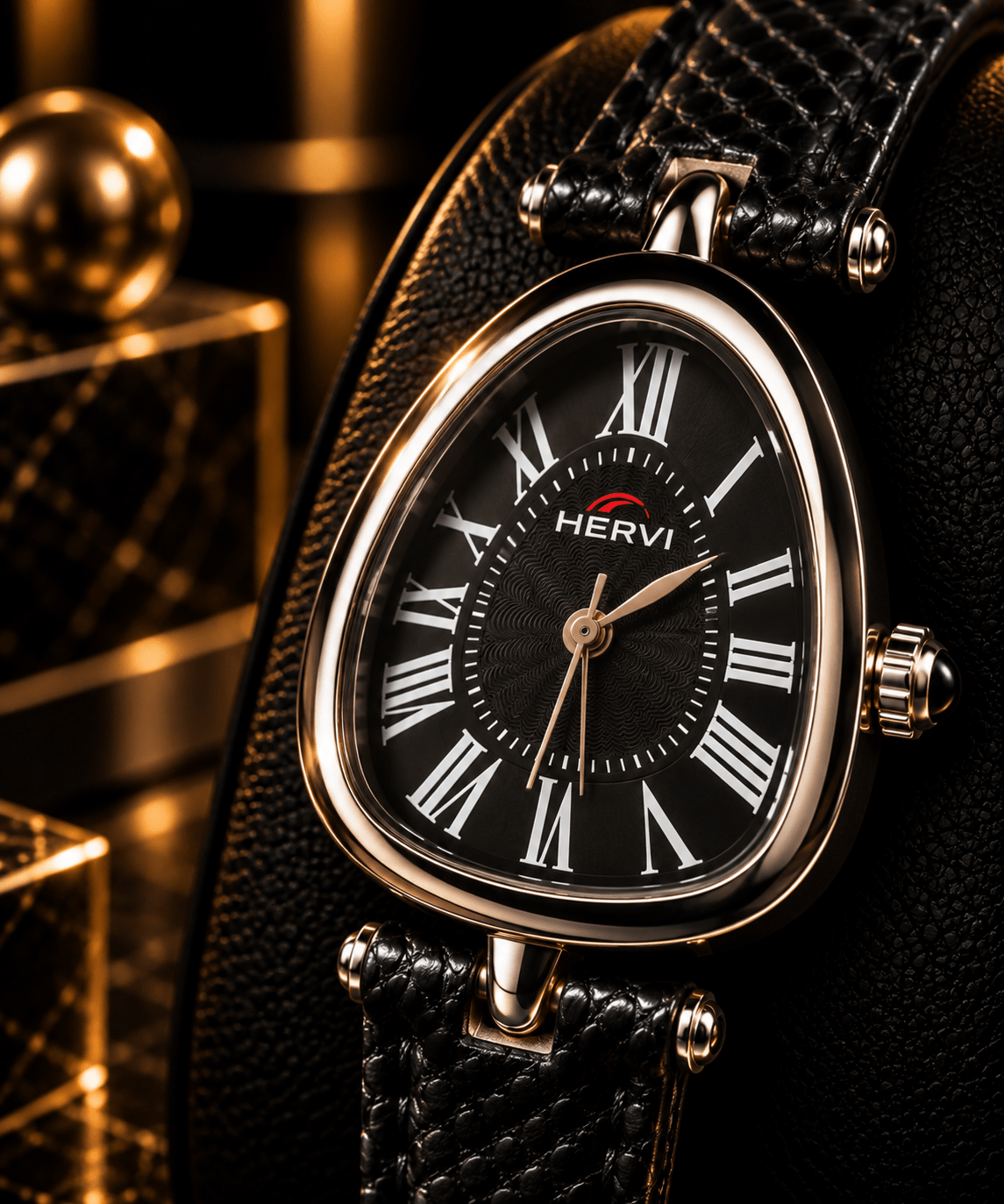 HERYI Roman Noir Leather Watch