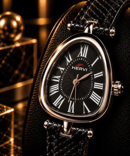 HERYI Roman Noir Leather Watch