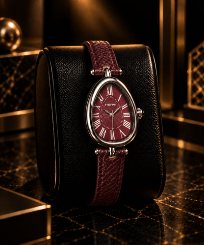 HERYI Roman Burgundy Leather Watch