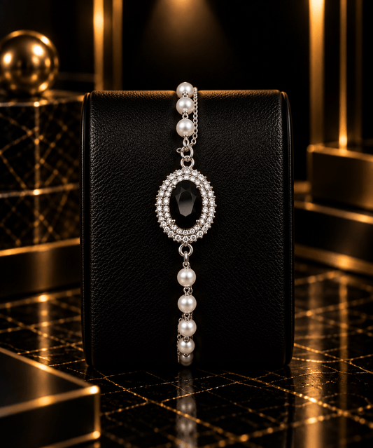 Midnight Pearl Black Crystal Bracelet