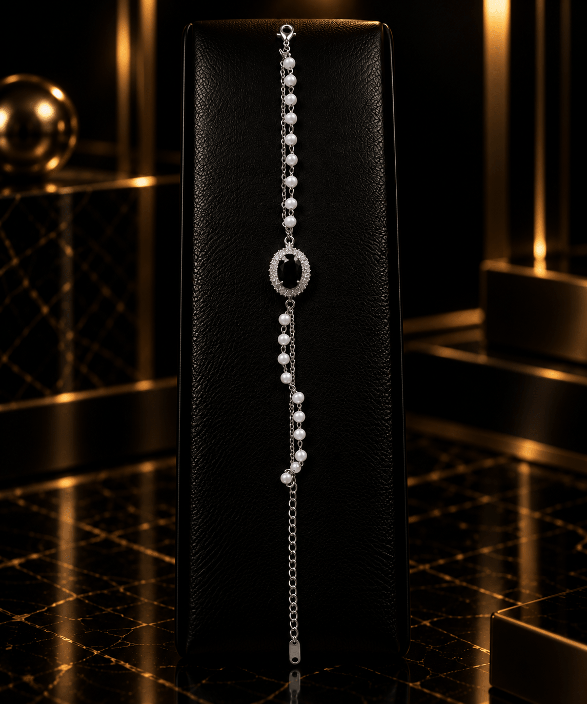 Midnight Pearl Black Crystal Bracelet