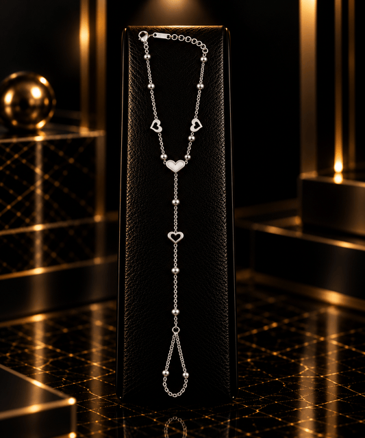 Silver Heart Hand Chain Bracelet