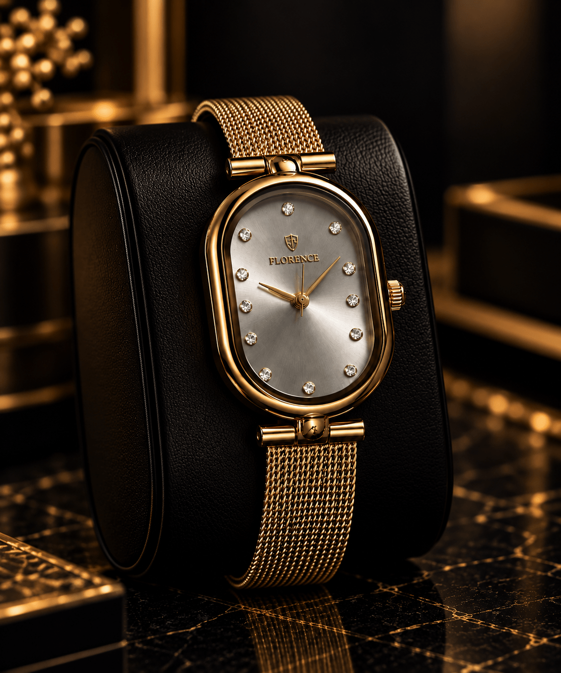 Florence Aurelia Gold Mesh Watch