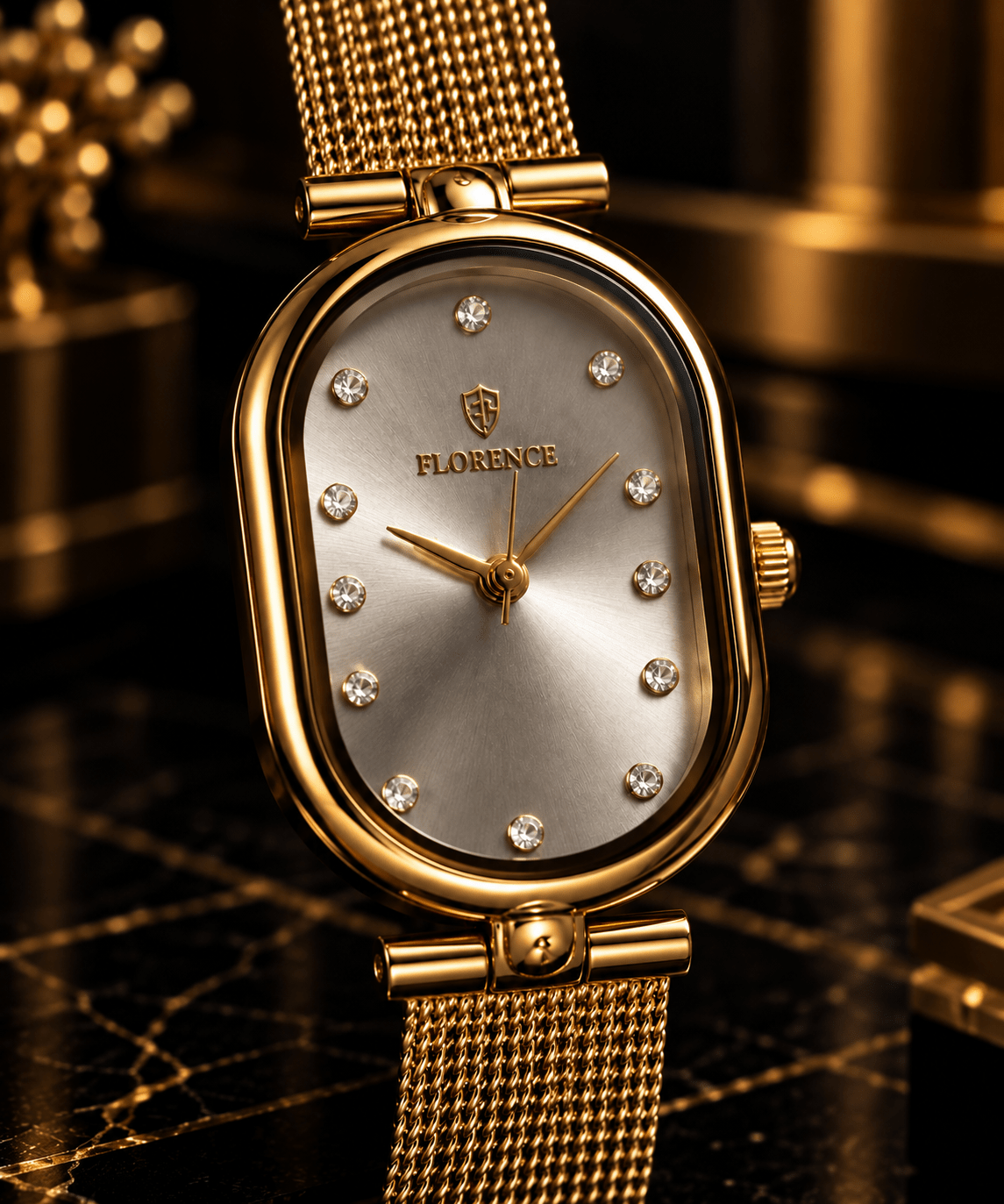 Florence Aurelia Gold Mesh Watch