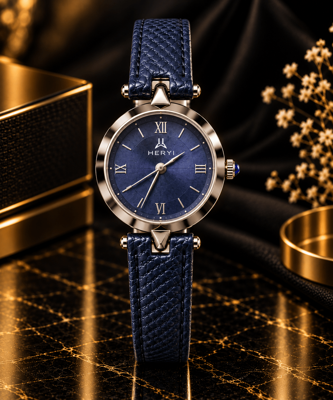 HERYI Midnight Blue Leather Watch