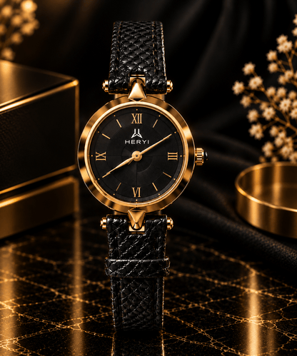 HERYI Noir Gold Leather Watch
