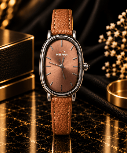 HERYI Classic Cognac Leather Watch