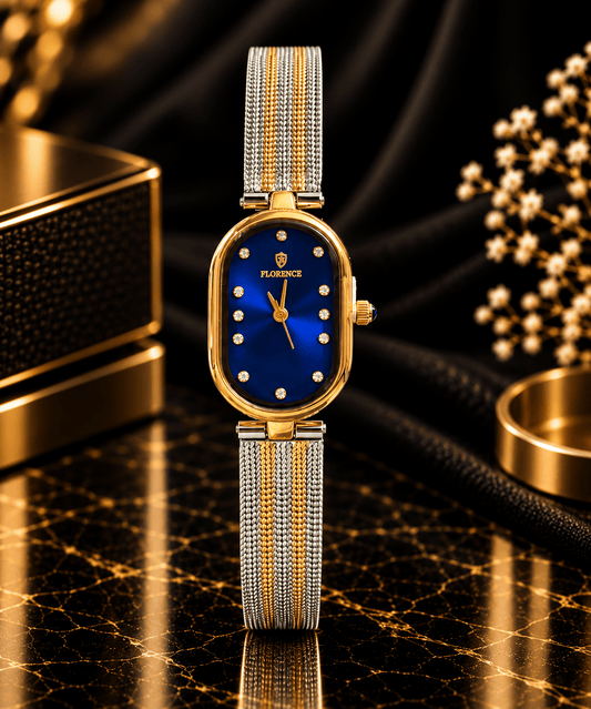 Florence Aurelia Two-Tone Blue Dial Watch
