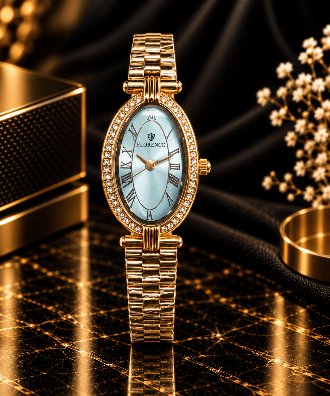 Florence Crystal Oval Gold Watch