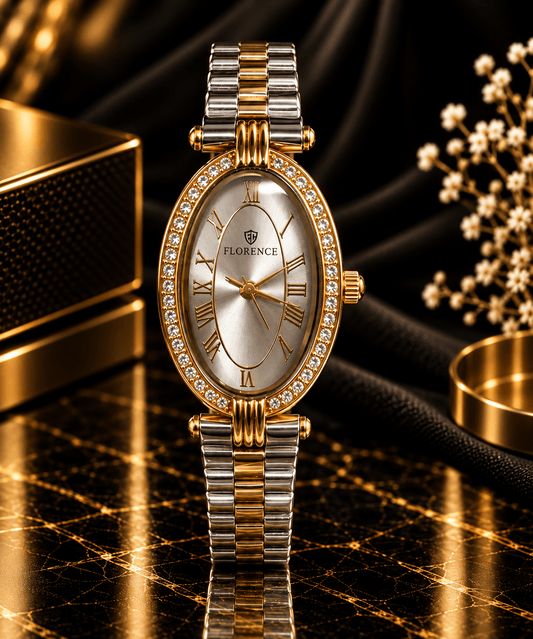 Florence Crystal Oval Two-Tone Watch