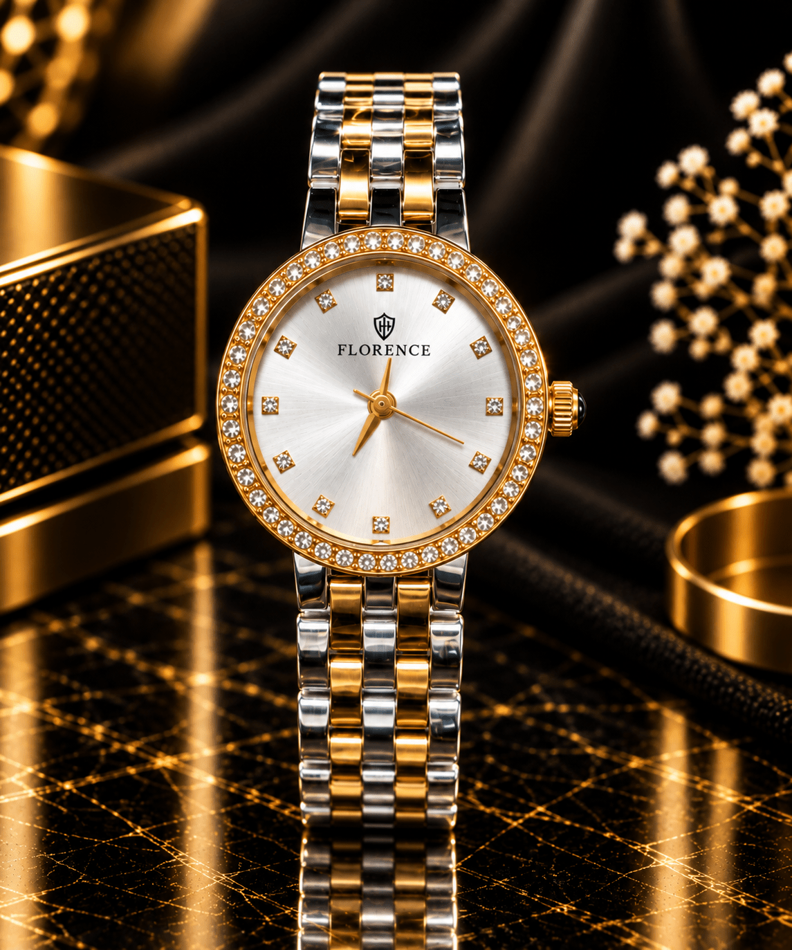 Florence Two-Tone silver Crystal Watch