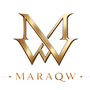 A luxury gold monogram logo featuring an interlocking stylized 'M' and 'W' above the text 'MARAQW' in gold, centered on a solid white background.