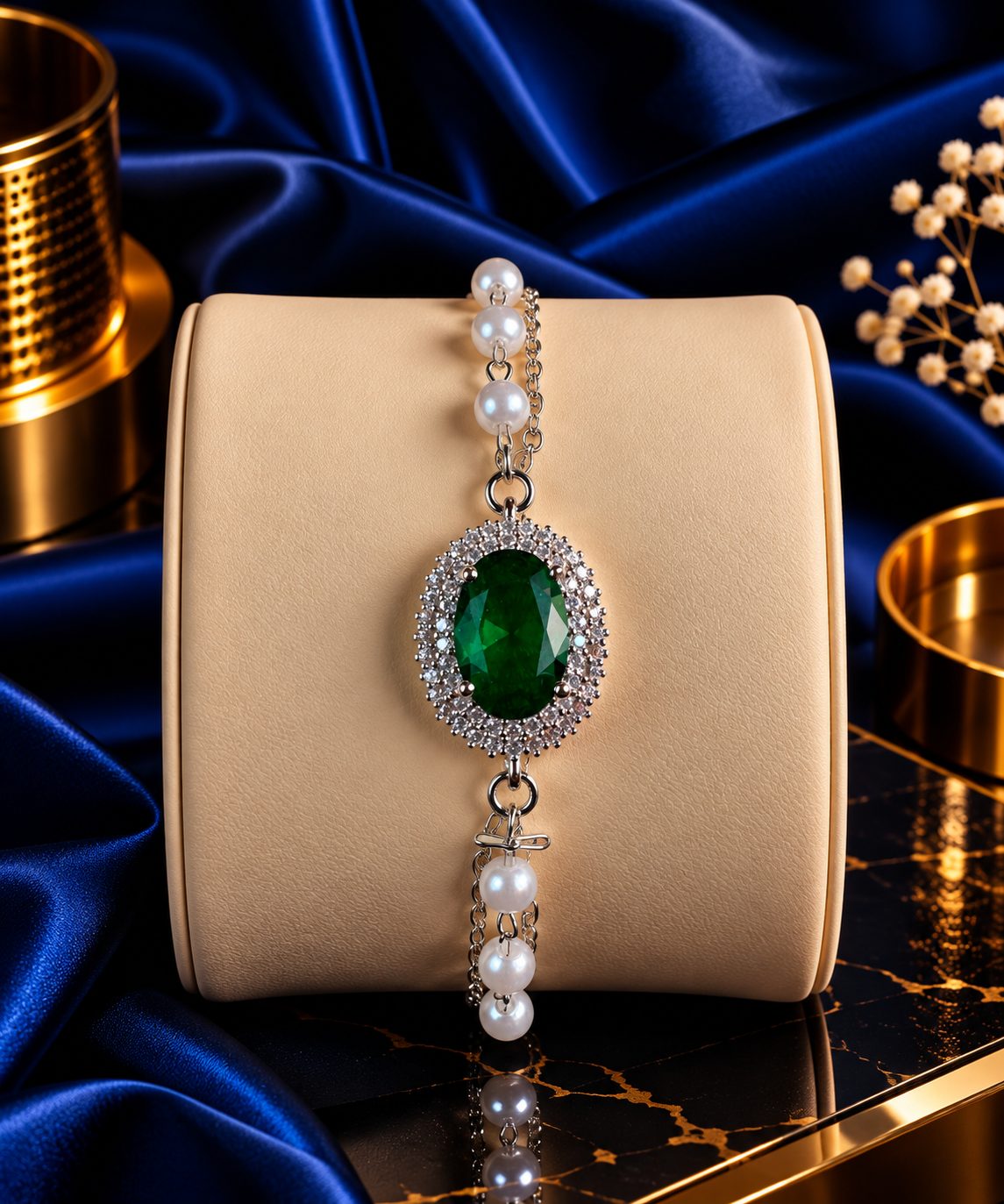 Green Pearl Crystal Bracelet